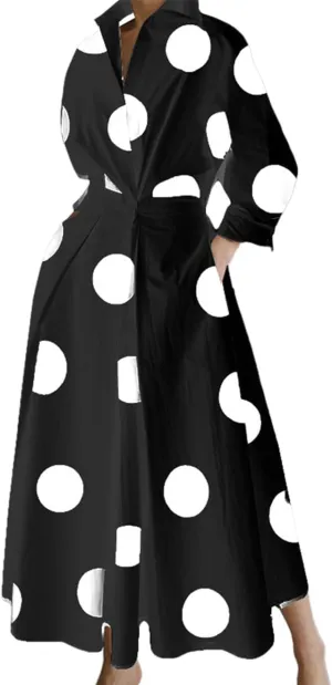 Womens Cotton Button Down Maxi Tshirt Dress Ladies Collared Lapel Long Sleeve Dresses
