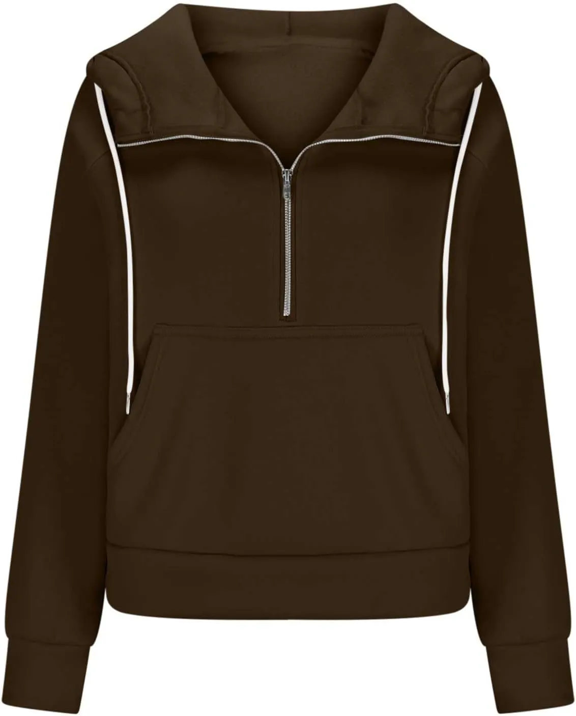 Womens Cropped Hoodies Half Zip Pullover Fall Fashion Quarter Zipper Fleece Sweatshirts 2024 Fall Outfits Thumb Hole