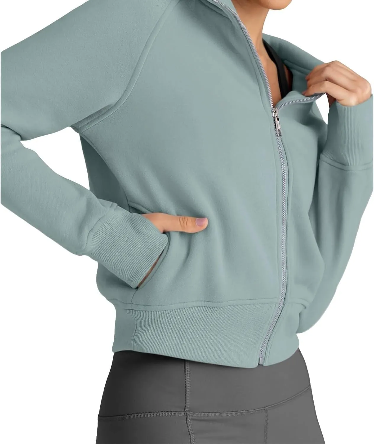 Womens Cropped Zip Up Hoodies Fleece Fall Outfits Casual Comfy Y2k Tops Winter Jackets Sweatshirts Clothes
