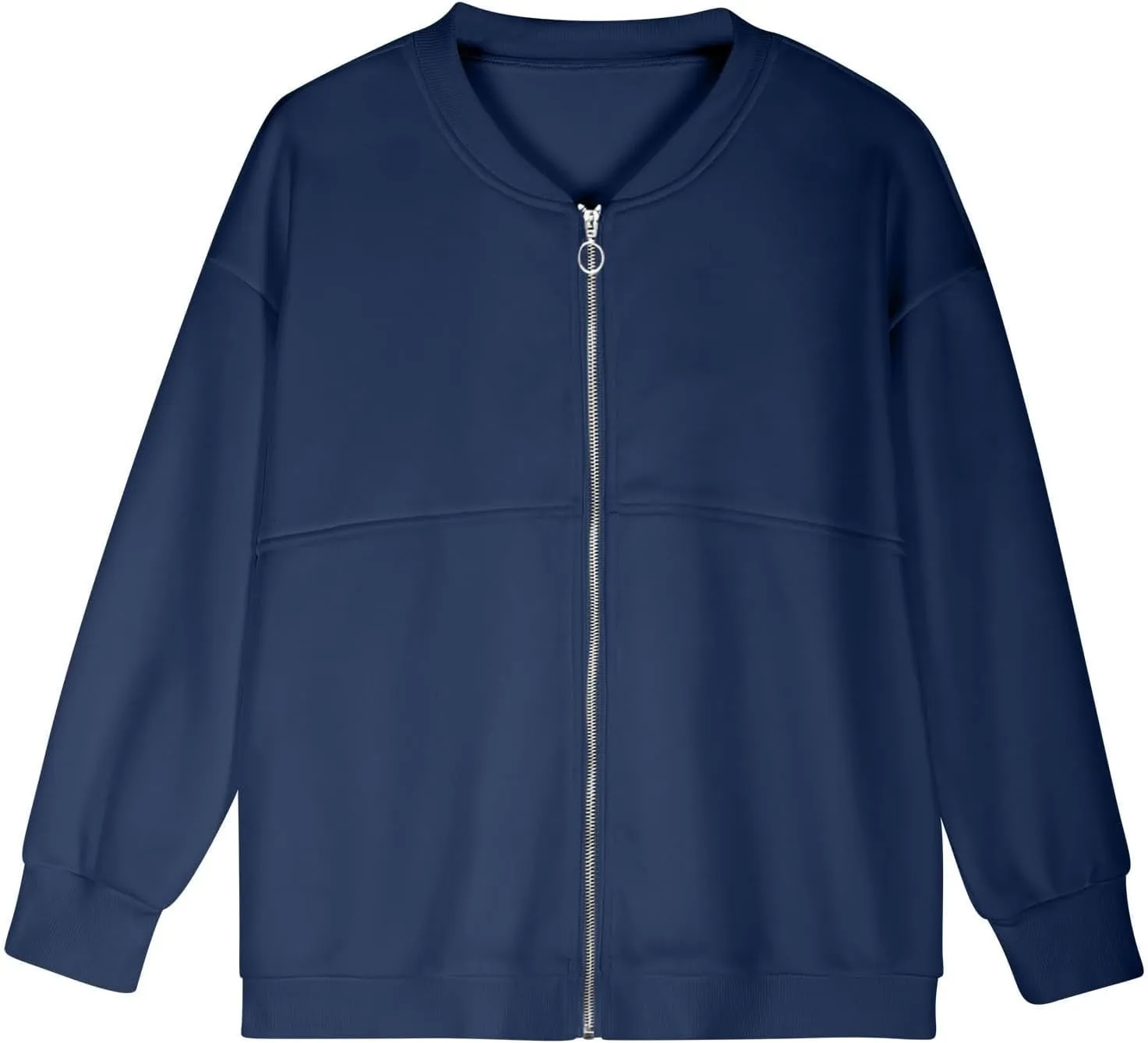 Womens Cropped Zip Up Hoodies Jackets Cardigan Sweatshirts Long Sleeve Casual Loose Fit Outwear with Pockets