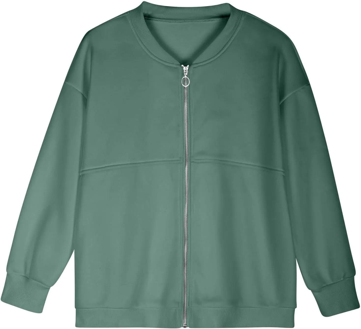 Womens Cropped Zip Up Hoodies Jackets Cardigan Sweatshirts Long Sleeve Casual Loose Fit Outwear with Pockets