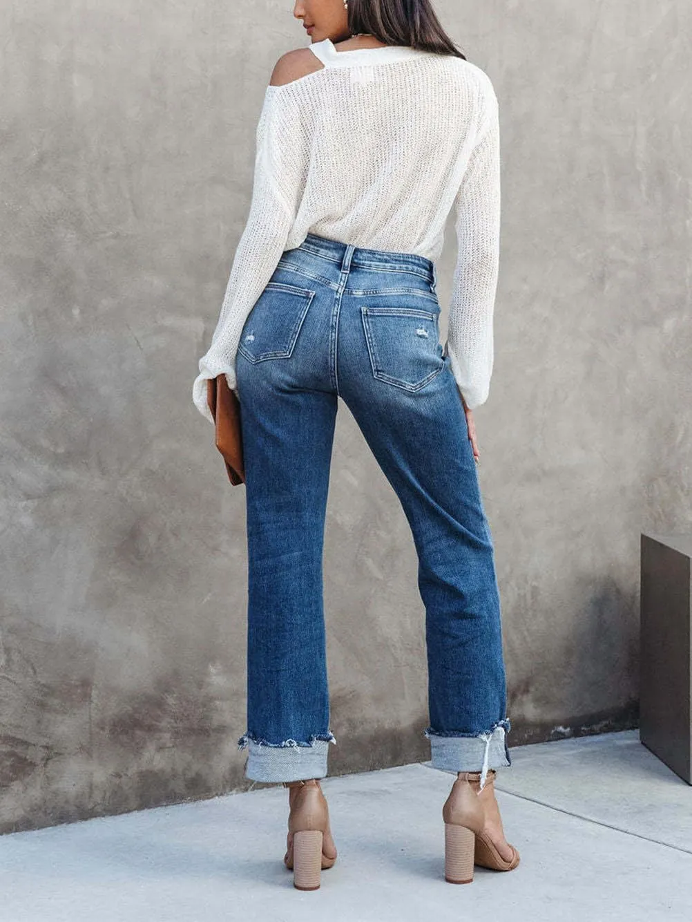 Womens Denim Cargo Pants Flap Pocket High Waisted Stretchy Straight Wide Leg Jeans