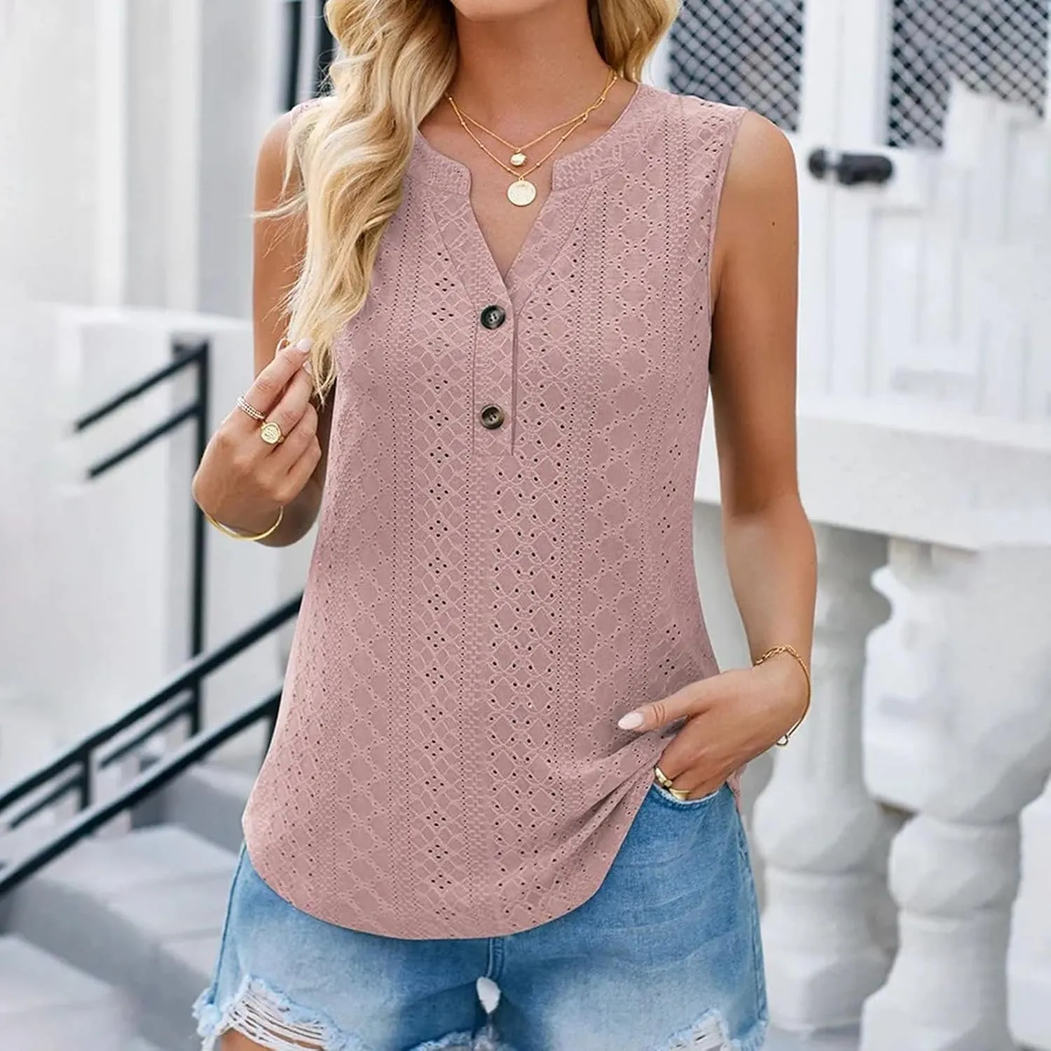 Women's Fashion Casual Solid Color Notch V Neck Slim Fit Vest Top Top Plus Size