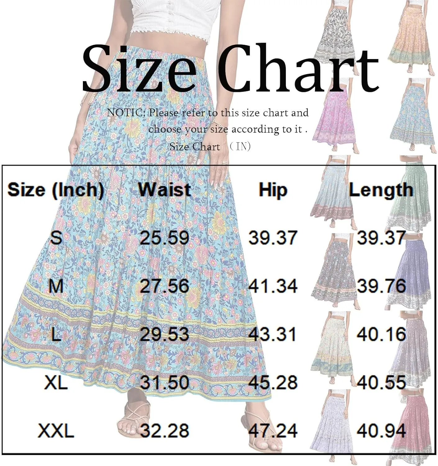 Women's Fashion Maxi Skirts Solid Color Beach High Waist Bohemian A-Line Layered Halter Flowy Skirt