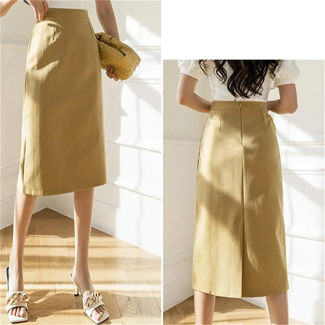 Women's Formal Solid Color Elegant High Waist Workwear Back Zipper A-Line Skirts