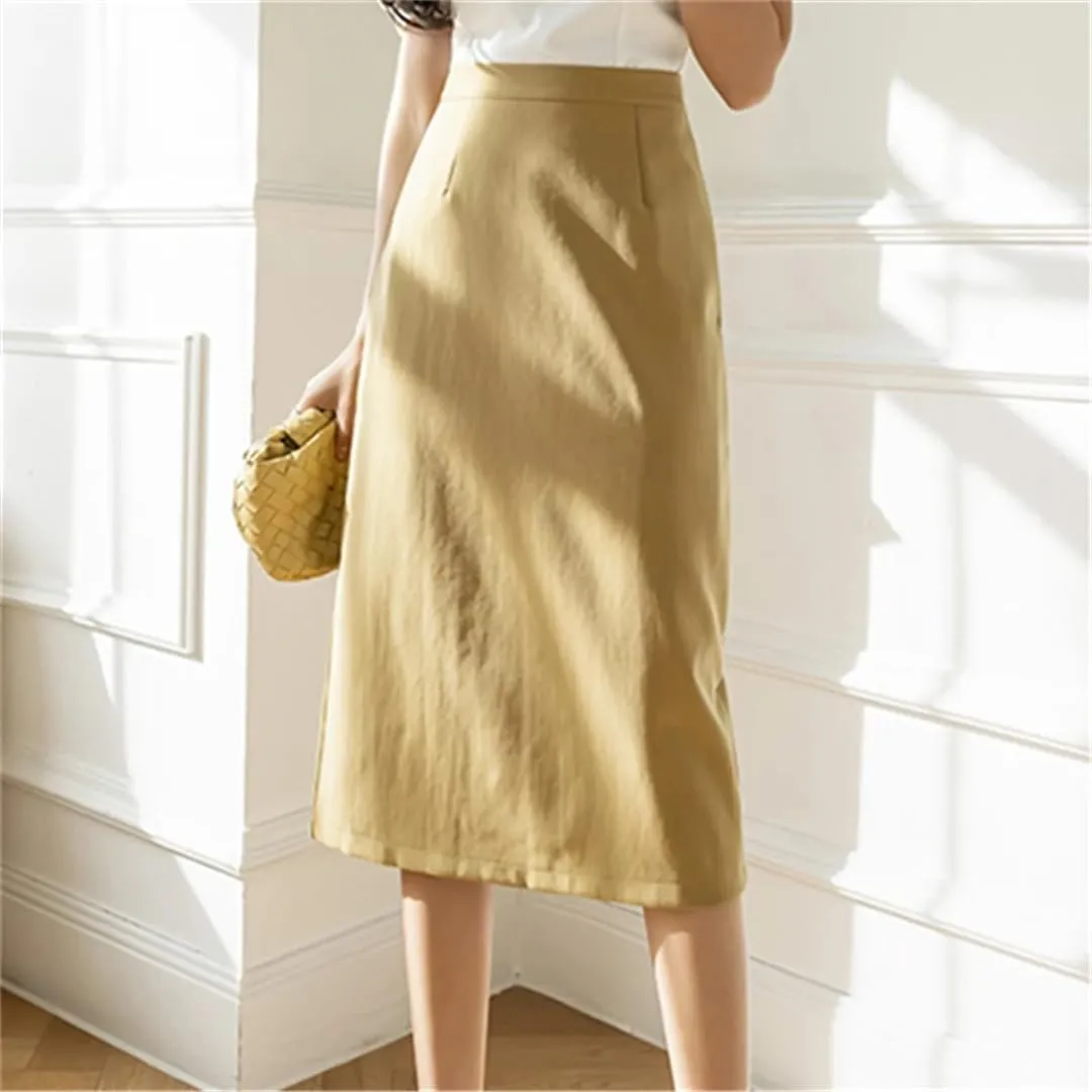 Women's Formal Solid Color Elegant High Waist Workwear Back Zipper A-Line Skirts
