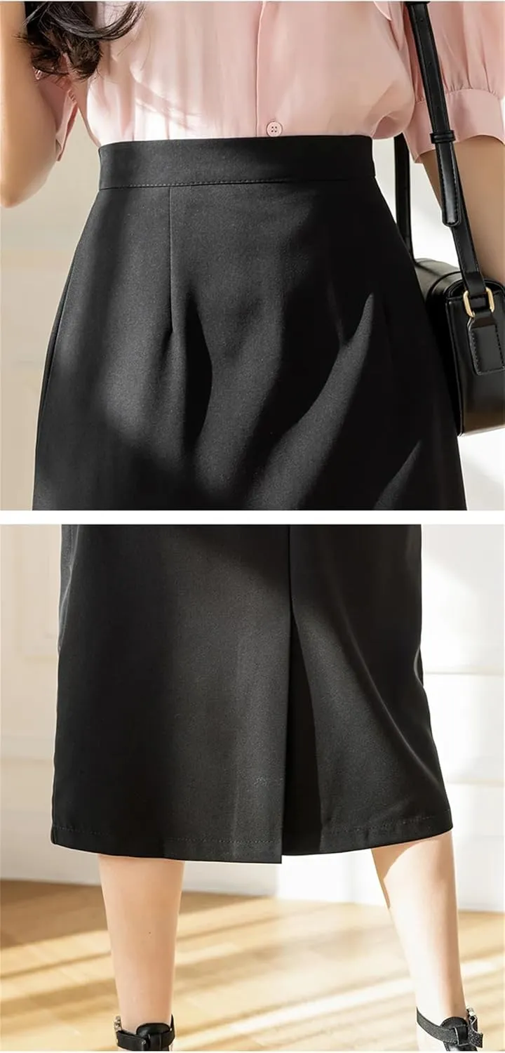 Women's Formal Solid Color Elegant High Waist Workwear Back Zipper A-Line Skirts