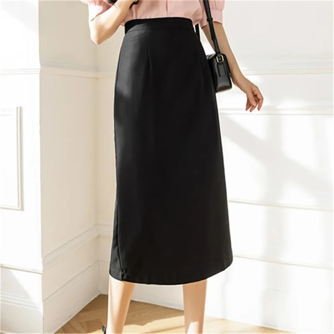 Women's Formal Solid Color Elegant High Waist Workwear Back Zipper A-Line Skirts