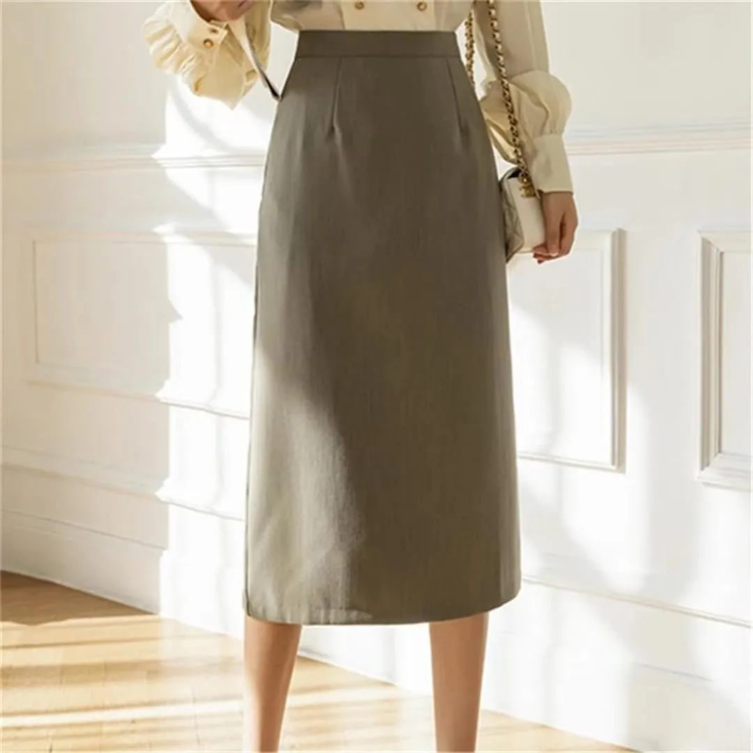 Women's Formal Solid Color Elegant High Waist Workwear Back Zipper A-Line Skirts