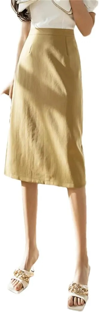 Women's Formal Solid Color Elegant High Waist Workwear Back Zipper A-Line Skirts