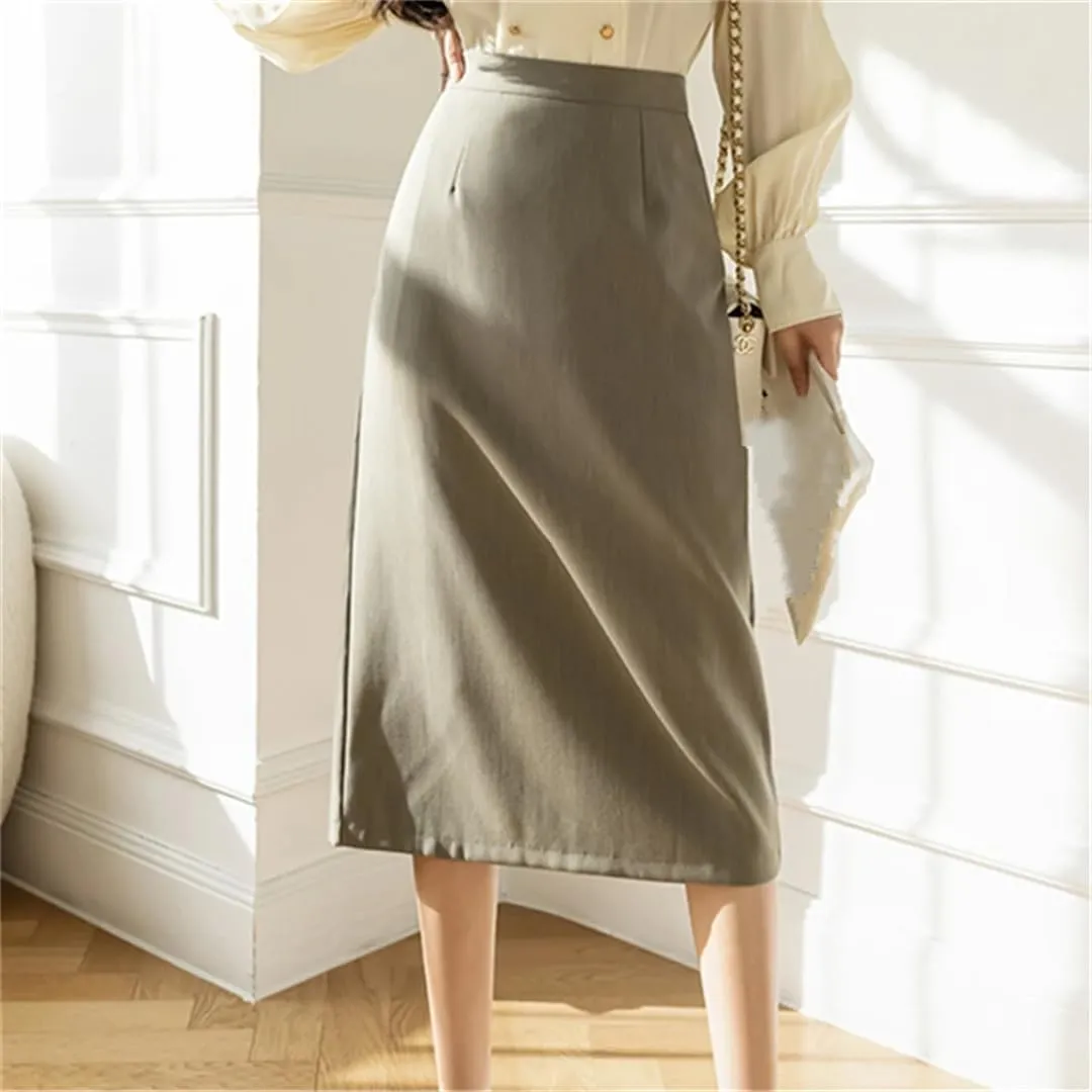 Women's Formal Solid Color Elegant High Waist Workwear Back Zipper A-Line Skirts