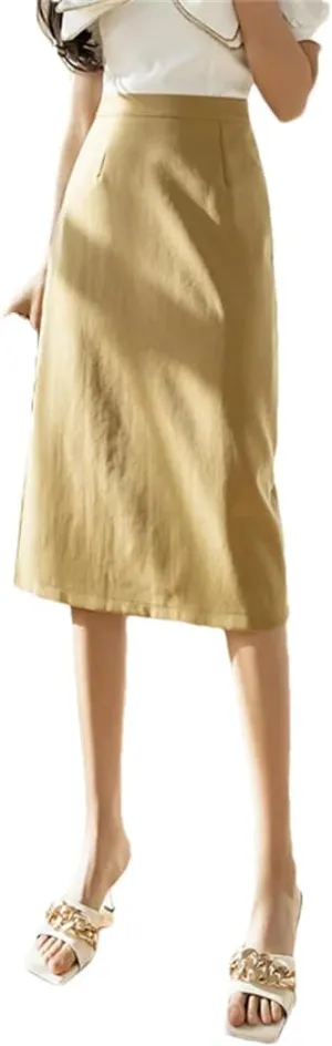 Women's Formal Solid Color Elegant High Waist Workwear Back Zipper A-Line Skirts