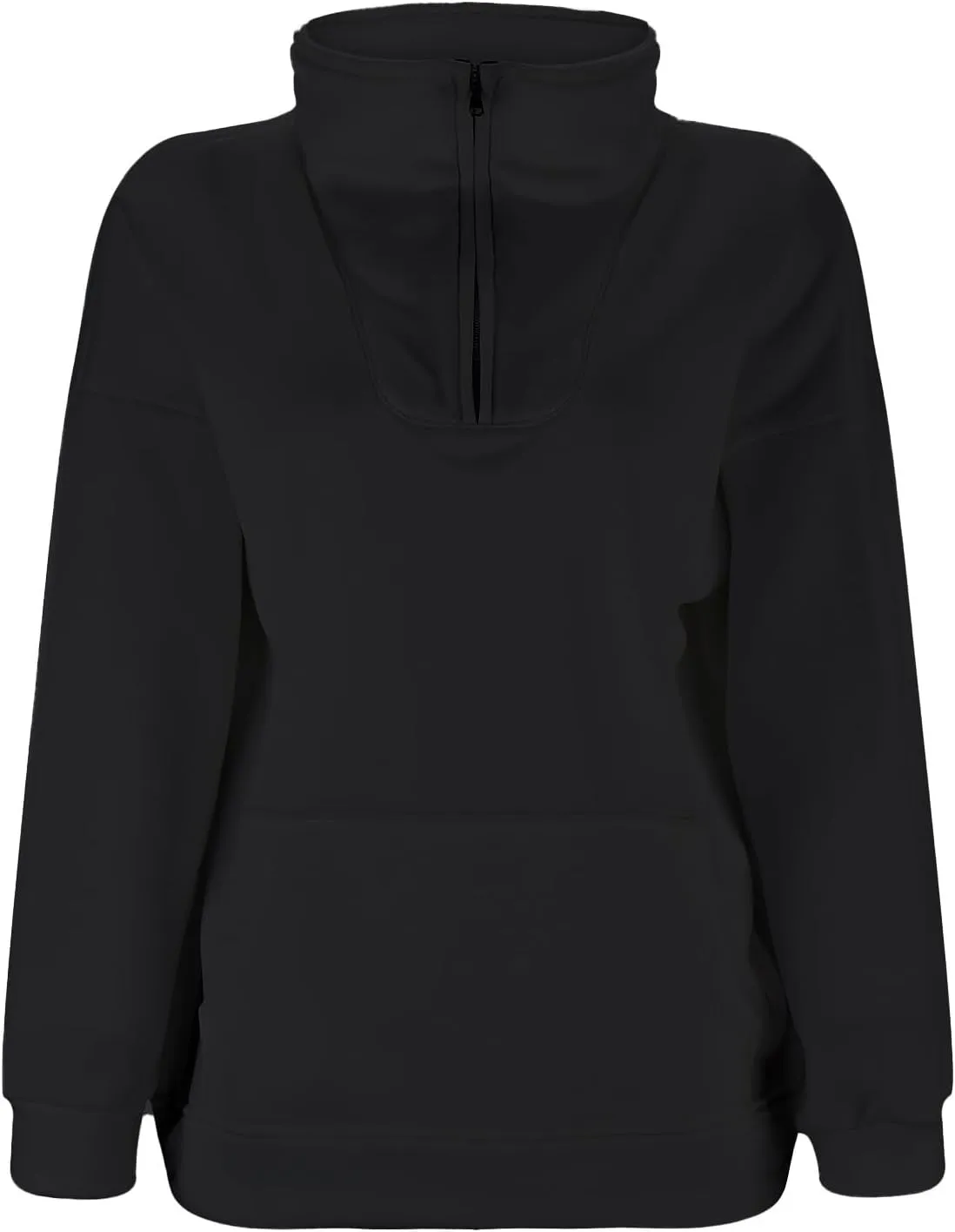 Women's Half Zip Sweatshirt Oversized Casual Long Sleeve Pocket Cropped Pullover Tops Fall Fashion Y2k Clothes
