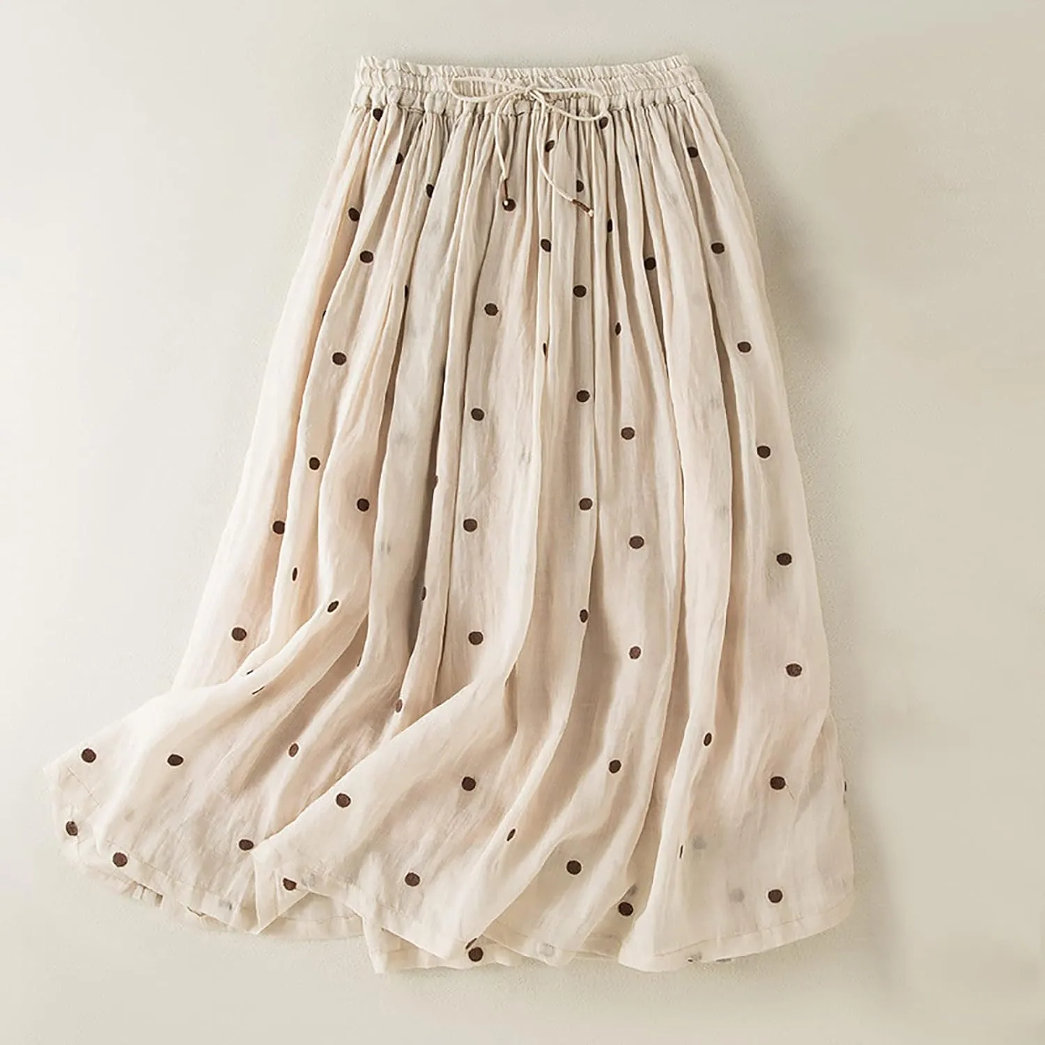Women's High Cut Tie Knot Polka Dot Maxi Long Midi Mini Petite Skirts Loose Fit Skirt for Women Linen Skirts 2025