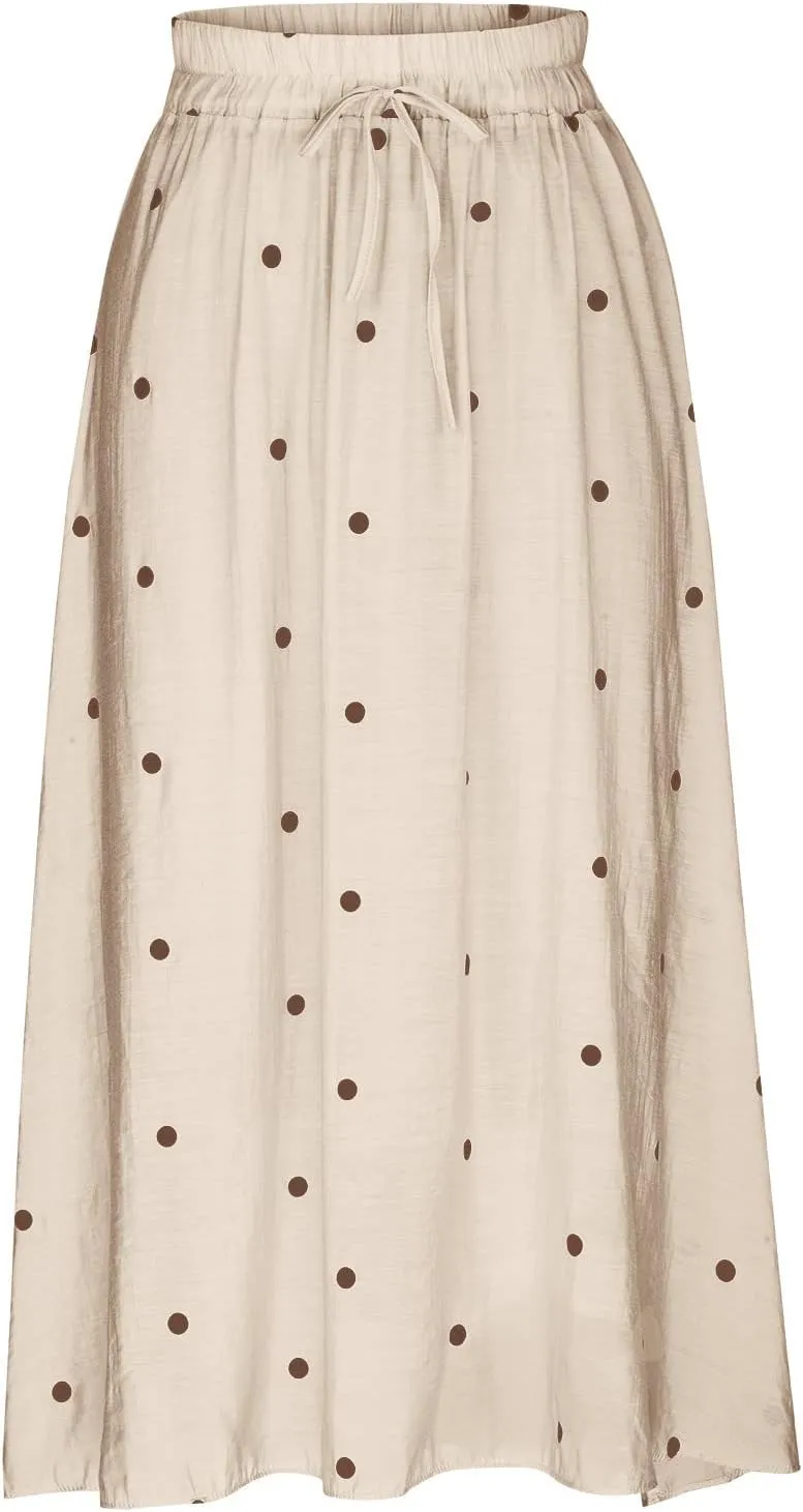 Women's High Cut Tie Knot Polka Dot Maxi Long Midi Mini Petite Skirts Loose Fit Skirt for Women Linen Skirts 2025