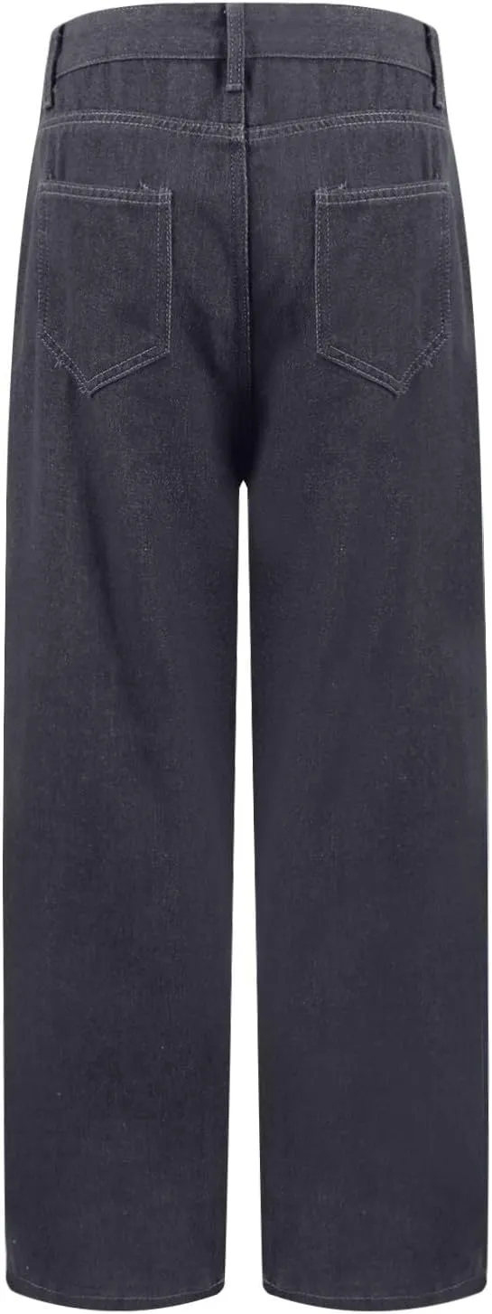 Women's High-Waisted Wide Leg Jeans Vintage Denim Pants Comfortable Casual Loose Fit Retro Style