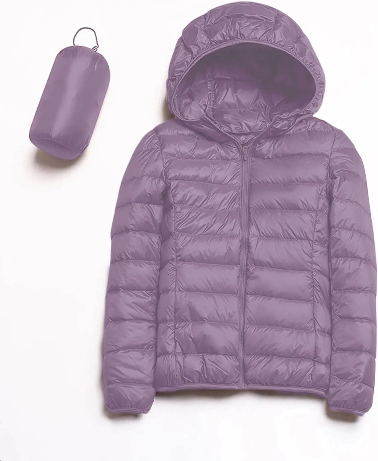 Womens Hooded Jacket Short Down Coat Hooded Packable Puffer Jacket Lightweight Warm Puffy Quilted Coat