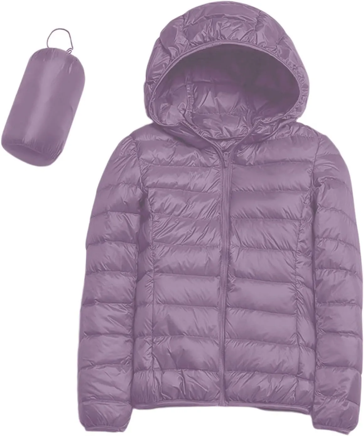 Womens Hooded Jacket Short Down Coat Hooded Packable Puffer Jacket Lightweight Warm Puffy Quilted Coat