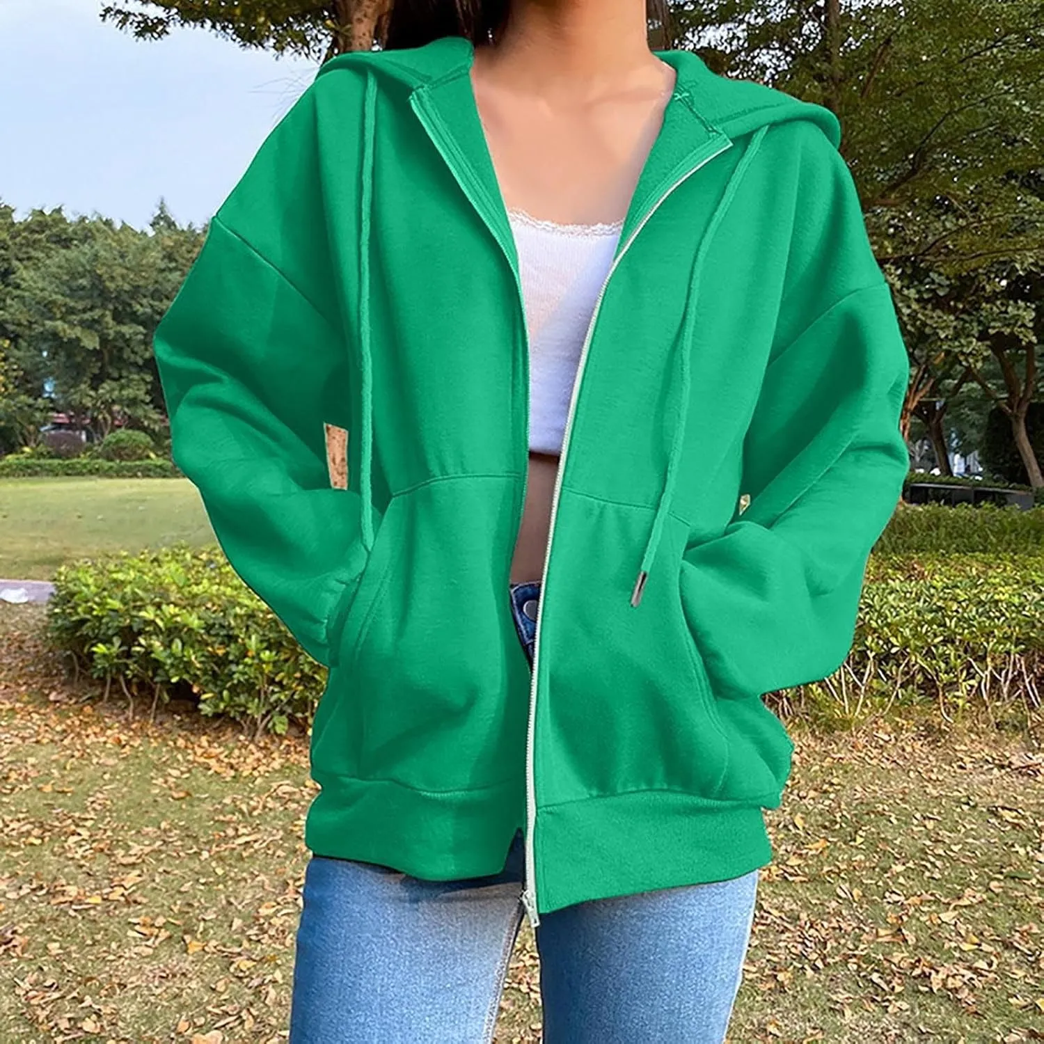 Womens Jackets Womens Zip Up Hoodies Cropped Sweatshirts Fleece Jackets Fall Outfits Casual Hooded Tops Winter