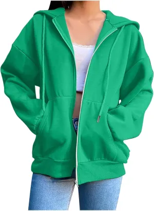 Womens Jackets Womens Zip Up Hoodies Cropped Sweatshirts Fleece Jackets Fall Outfits Casual Hooded Tops Winter
