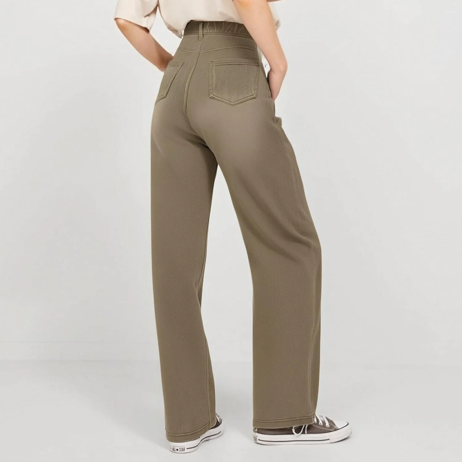 Womens Jeans High Waisted Stretchy Wide Leg Baggy Denim Pants Trousers with Pockets Sweatpant Plus Size