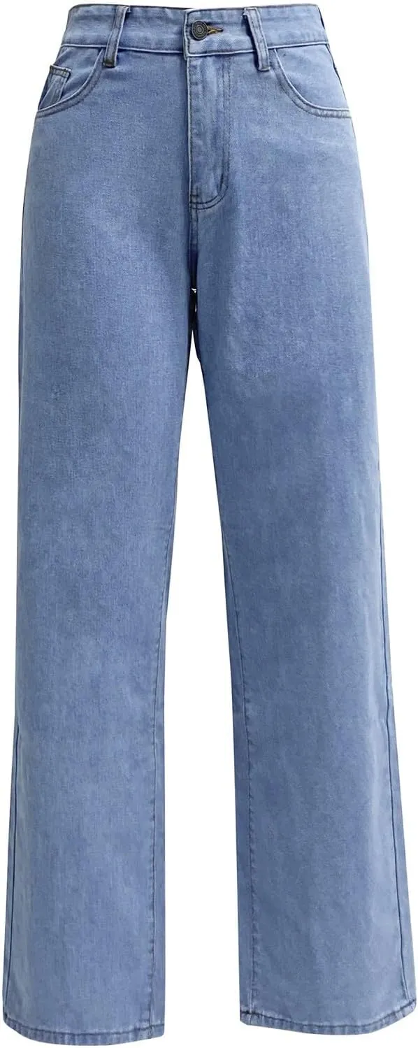 Women's Jeans High Waisted Wide Leg Straight Denim Pants Plus Size Stretch Bootcut Loose Casual Y2K Ankle Trendy with Pockets