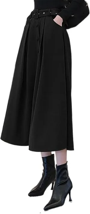 Women's Long Skirt Autumn-Winter Red High-Waist A Line Skirts for Women