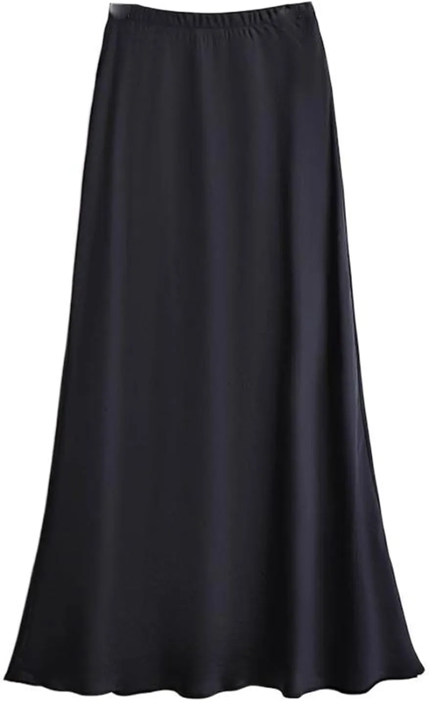 Women's Long Skirt High-Waist Bodycon Summer Satin A Line Skirts for Women