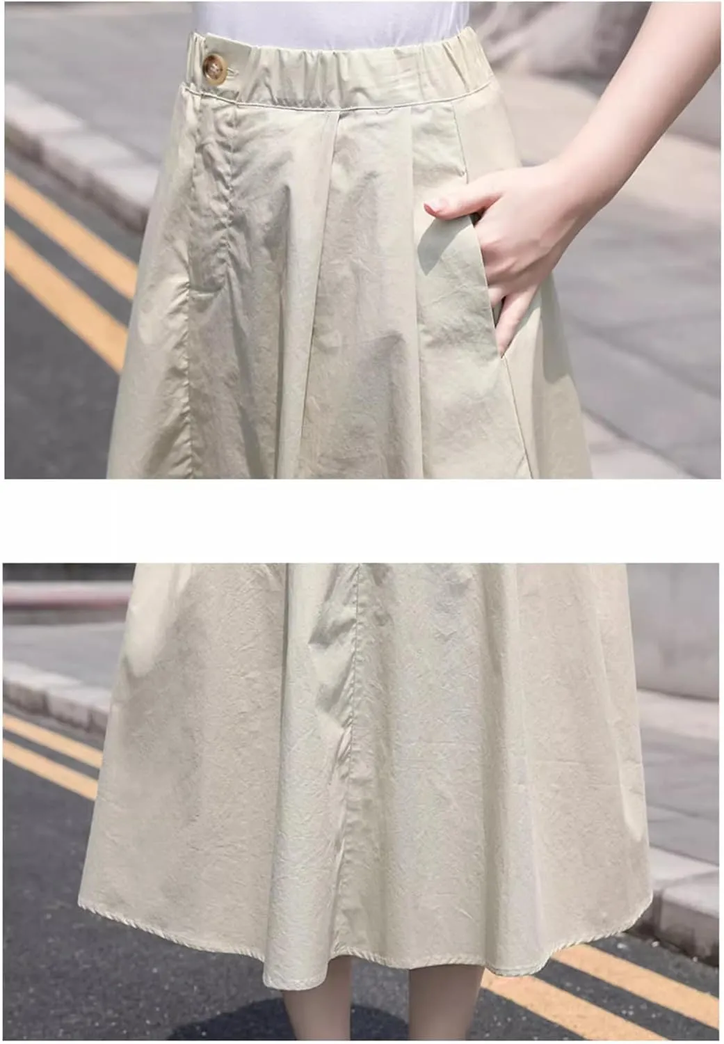 Women's Long Skirt Mid-Length Summer High-Waist Casual A Line Skirts for Women