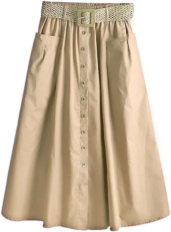 Women's Long Skirt Summer Spring High-Waist Retro A-Line Skirts for Women