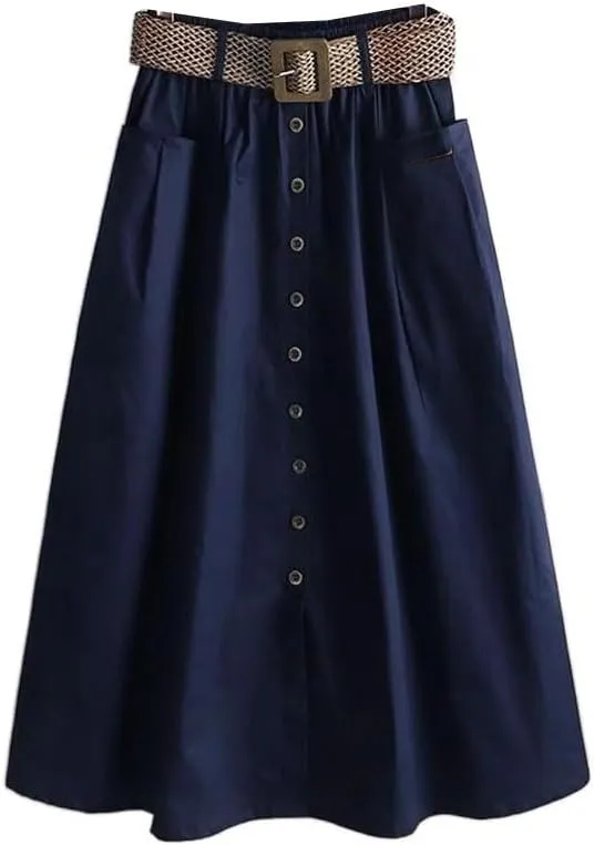 Women's Long Skirt Summer Spring High-Waist Retro A-Line Skirts for Women