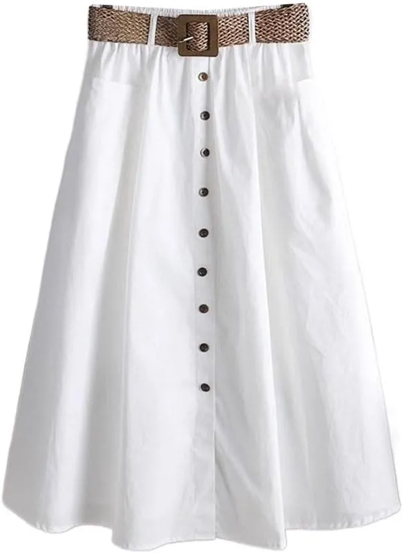 Women's Long Skirt Summer Spring High-Waist Retro A-Line Skirts for Women