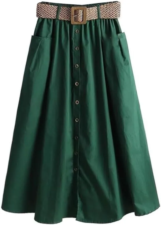 Women's Long Skirt Summer Spring High-Waist Retro A-Line Skirts for Women