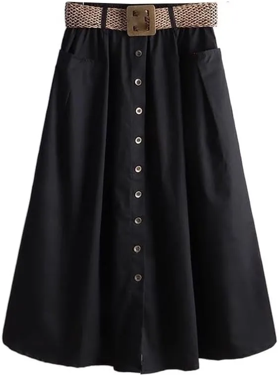 Women's Long Skirt Summer Spring High-Waist Retro A-Line Skirts for Women