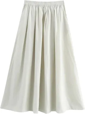 Womens Midi Length Skirt Fashion High-Waisted Business Casual Flowy A Line Skirts