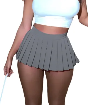 Womens Mini Pleated Skirts, Cargo Tennis Stretchy Y2k Skater A-Line Club School Skirt