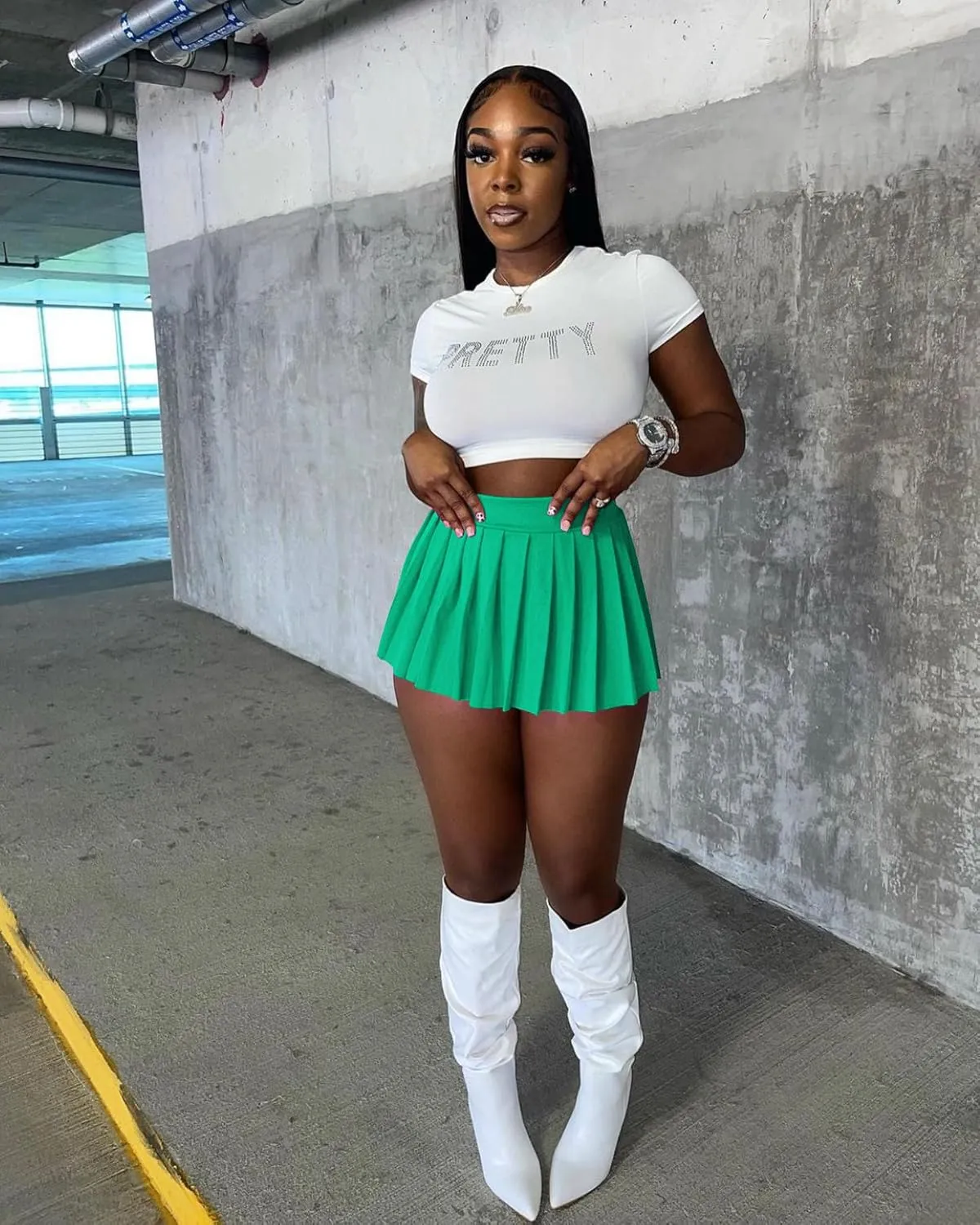 Womens Mini Pleated Skirts, Cargo Tennis Stretchy Y2k Skater A-Line Club School Skirt