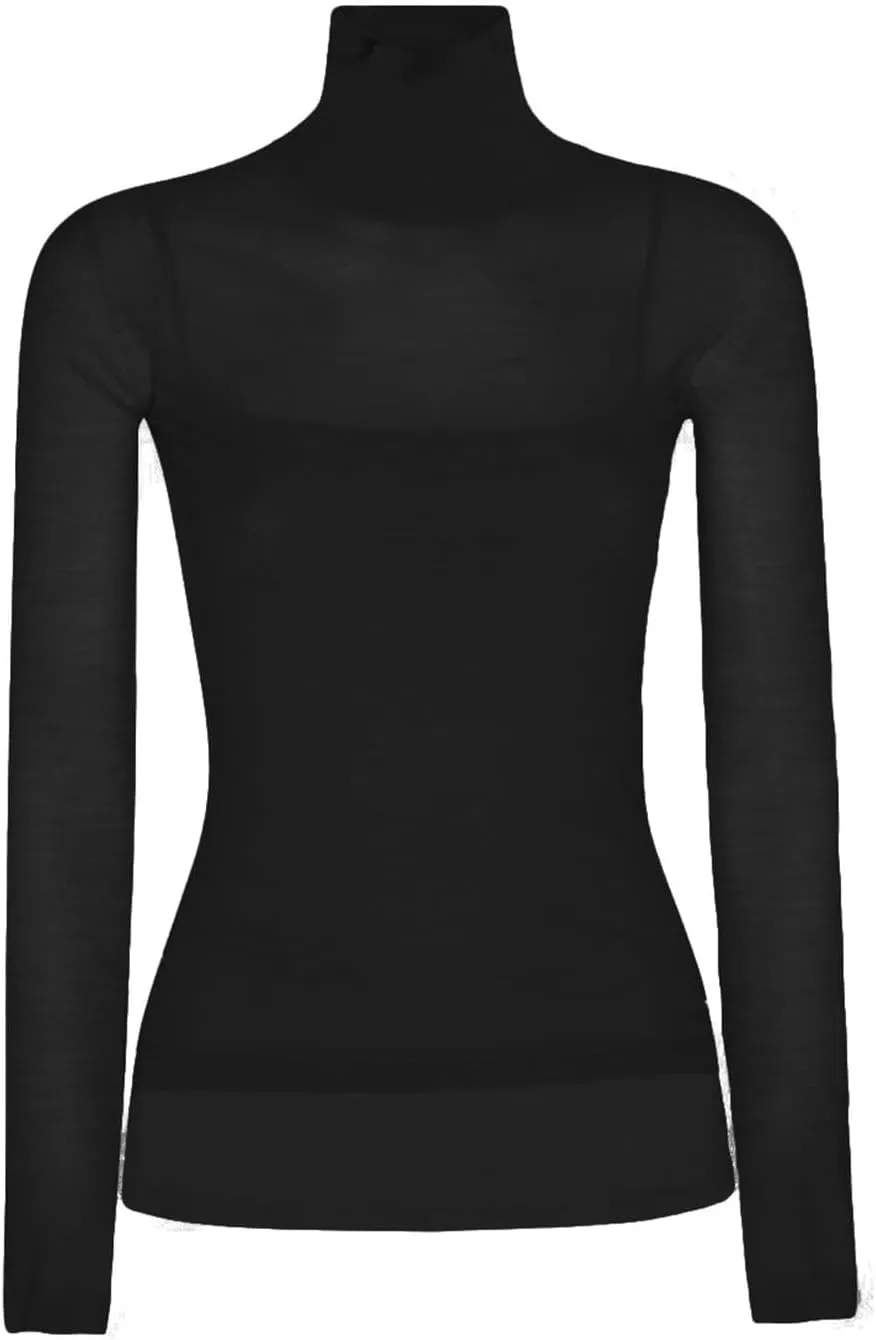 Women's Mock Turtleneck Sheer Mesh Top Stretch Layering Blouse Long Sleeve Bodycon Shirt Summer Casual Tops for