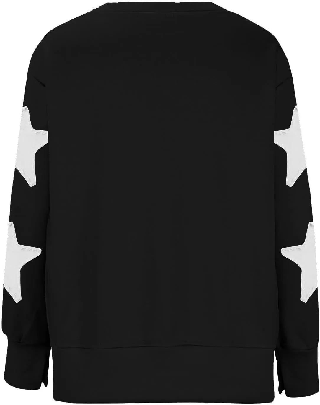 Women's Oversized Crewneck Sweatshirt Striped Star Long Sleeve Side Slit Pullover Sweatshirts Vintage Y2K Shirt Tops