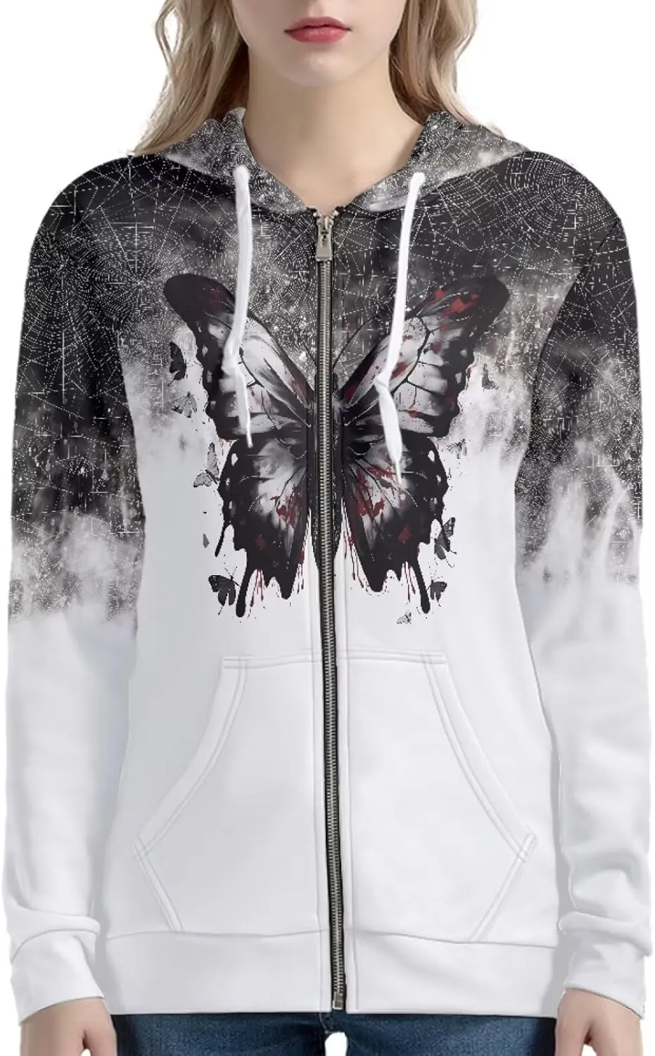 Women's Oversized Full Zip Up Hoodies Sweatshirts Jacket 2024 Fall Long Sleeve Hooded Coat with Pockets