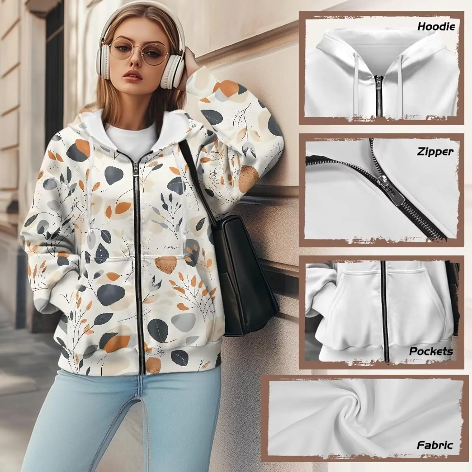 Women's Oversized Zip-Up Hoodies Comfy Long Sleeve Pockets Sweatshirt Loose Fit Y2K Jacket Casual Fashion
