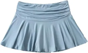Women's Pleated Patchwork Mini Skirt Y2K Stretch High-Waisted A-Line Skirts
