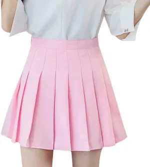 Womens Pleated Tennis Mini Skirts High Waisted A-line Skirts Summer Casual Stretchy Flared Skirts with Lining Shorts