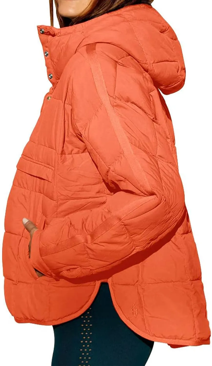 Women's Quilted Pullover Puffer Jacket Packable Hooded Padded Oversized Hoodie Dolman Long Sleeve Warm Winter Coat