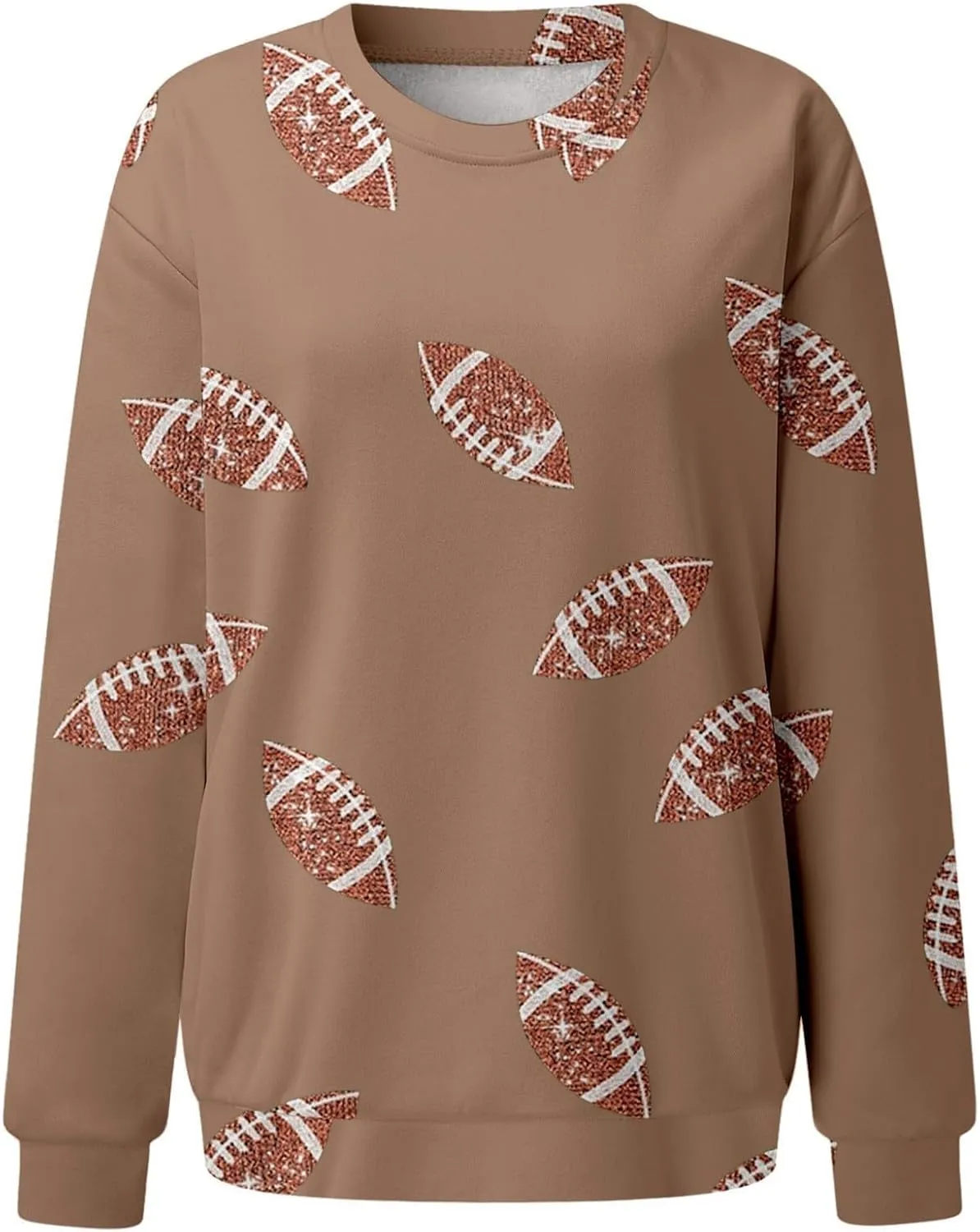 Womens Regular Fit Sweatshirts Rugby Graphic Long Sleeve Round Neck Football Tunics Fall Game Day Pullover Sweatshirt