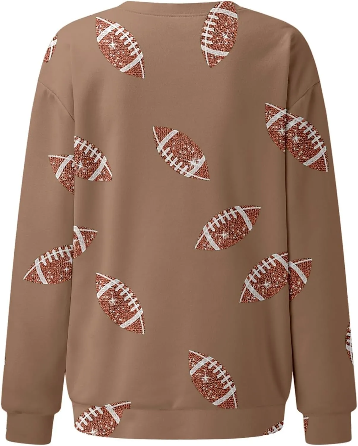 Womens Regular Fit Sweatshirts Rugby Graphic Long Sleeve Round Neck Football Tunics Fall Game Day Pullover Sweatshirt