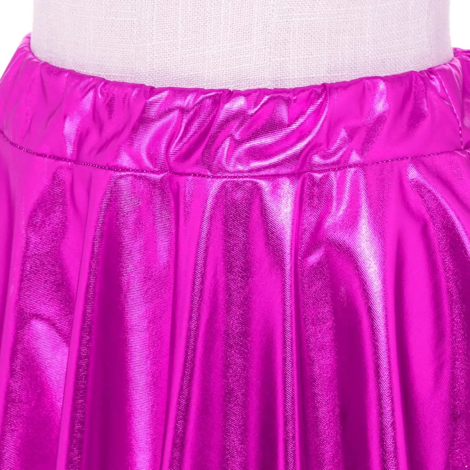 Women's Shiny Flared Pleated Mini Skater Skirt Holographic Club Party Dance A-line Skirts