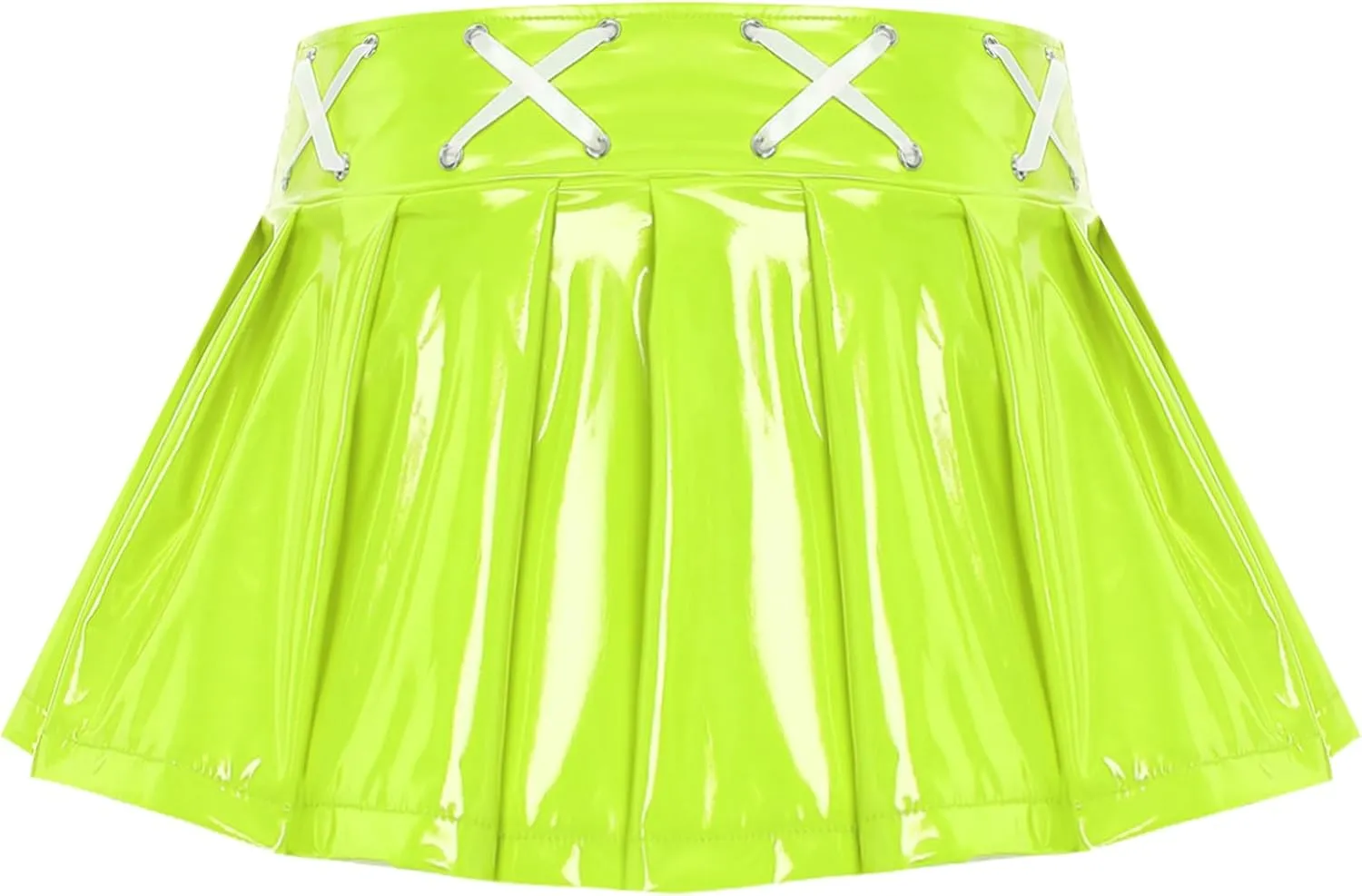 Womens Shiny Metallic Miniskirt Holographic Flared Pleated A-Line Skirts Mini Skater Skirts