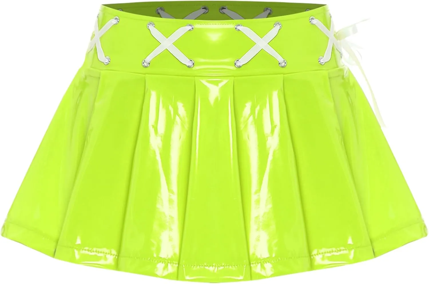 Womens Shiny Metallic Miniskirt Holographic Flared Pleated A-Line Skirts Mini Skater Skirts