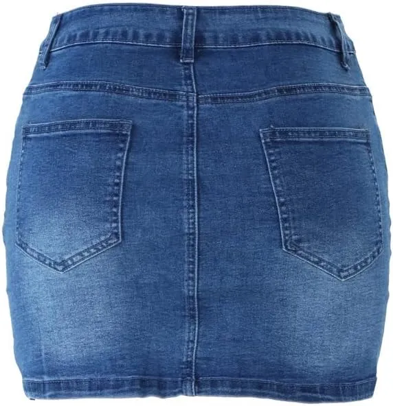 Womens Short Skirts - Sexy Women Spring Mini Denim Bodycon Skirts Ladies Girls Summer High Waist Casual Front Butt